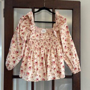 Tuckernuck Floral Blouse in Cream and Pink